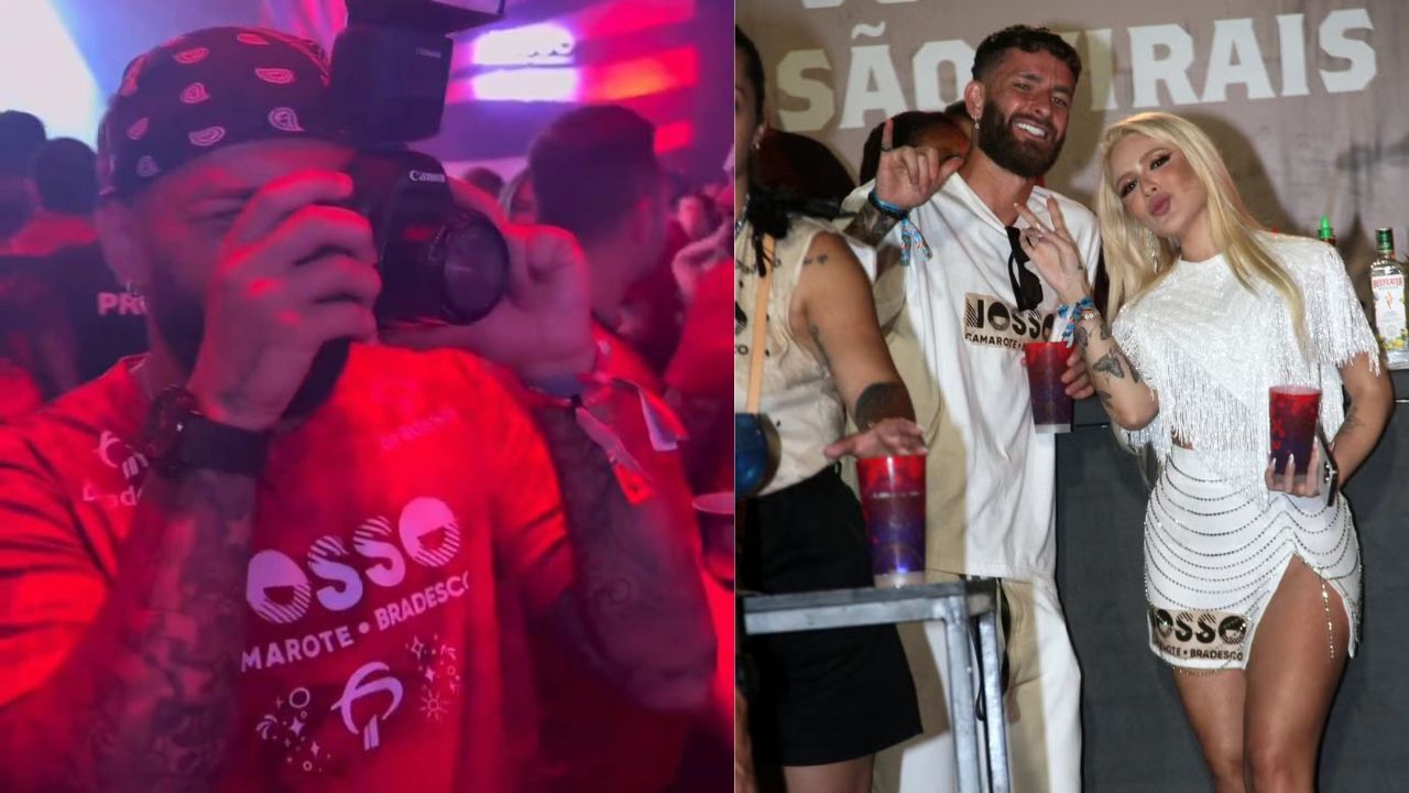 "PRESIDENTE DO FÃ CLUBE": GABIGOL VIRA FOTÓGRAFO DE KAROLINE LIMA E LÉO PEREIRA EM CAMAROTE NA SAPUCAÍ - VEJA